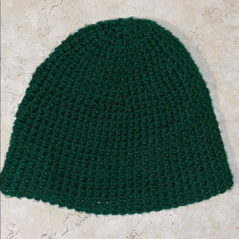 Handmade knitted green beanie